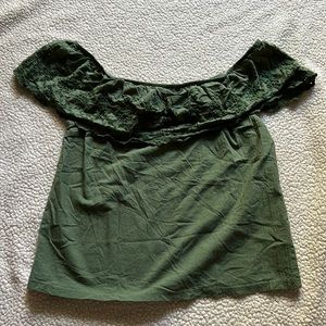 Francesca’s Green Off Shoulder Shirt